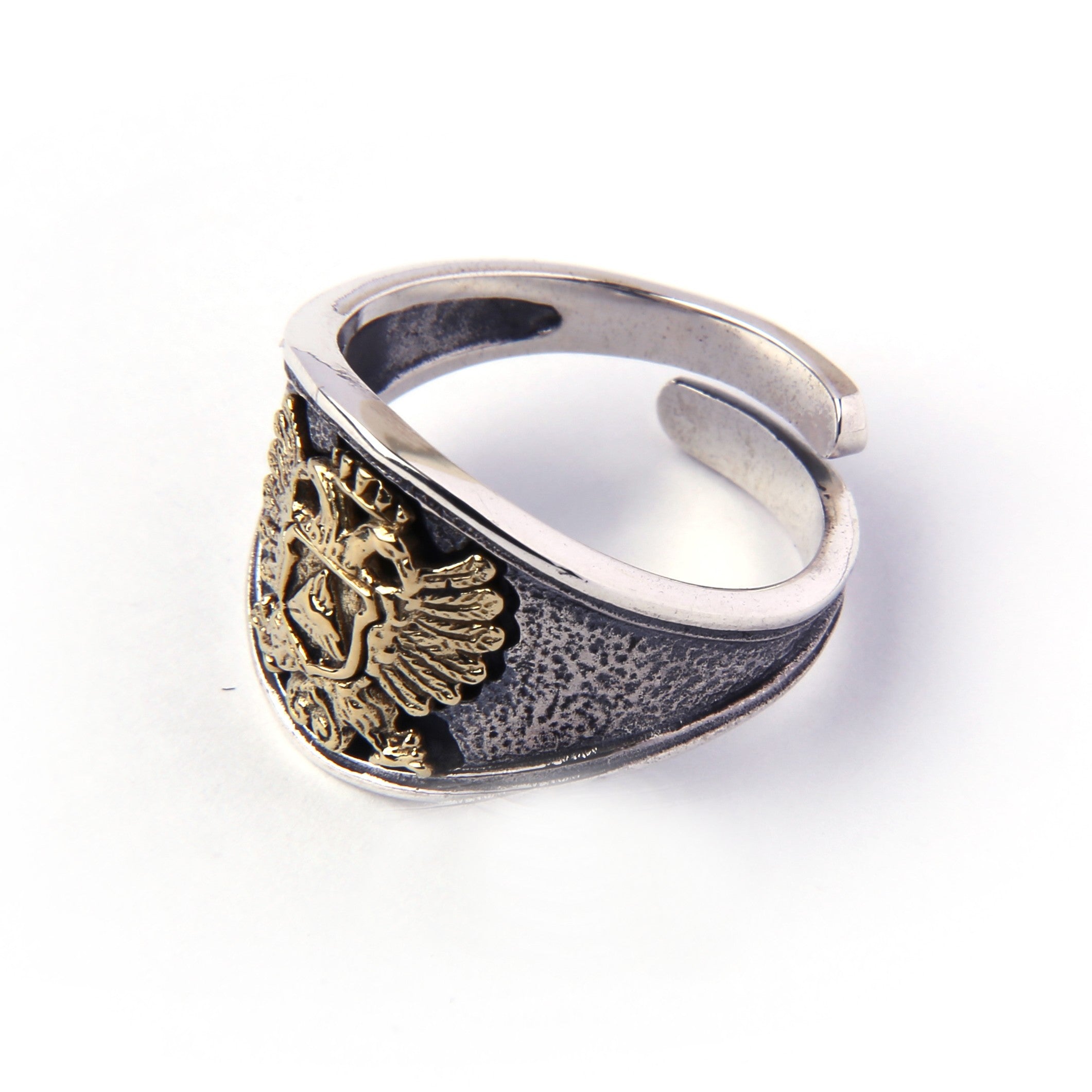 プロビデンスの目 双頭の鷲 紋章リング (フリーサイズ)