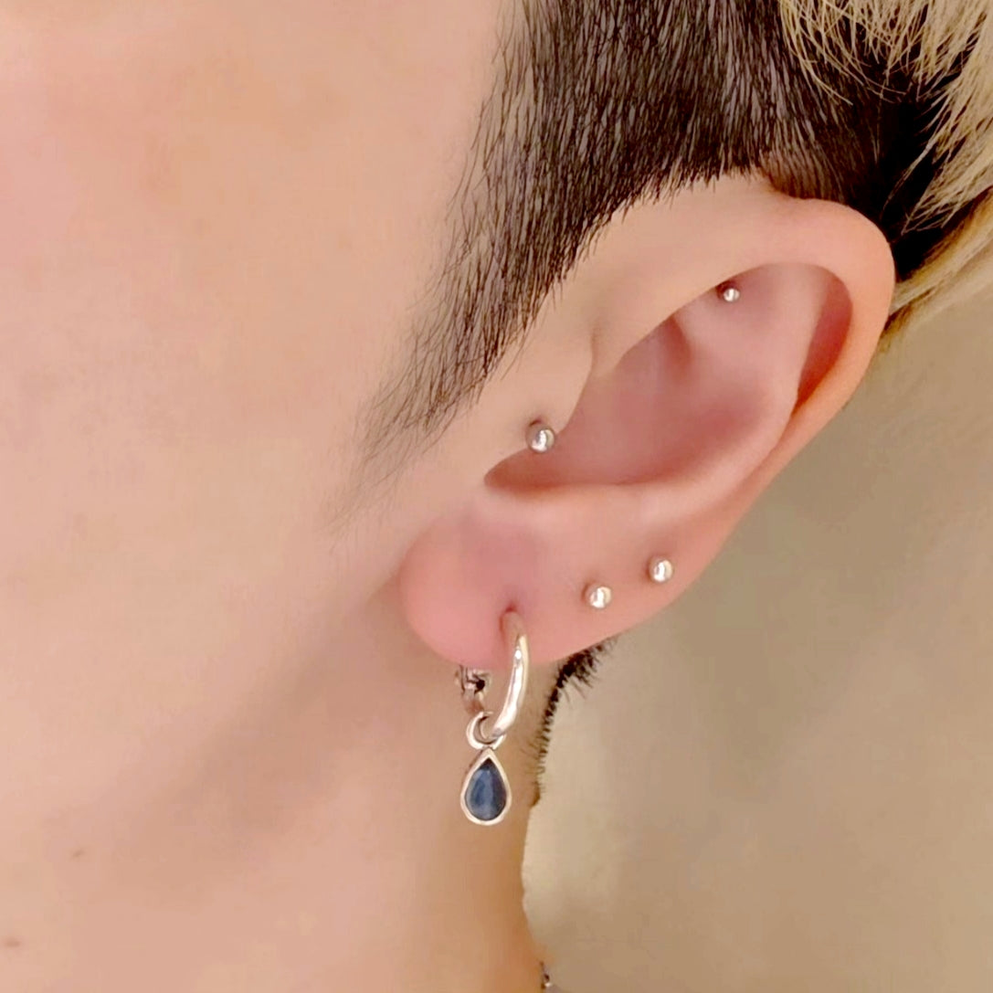 ロンドンブルートパーズ　スプラッシュ　シルバーピアス