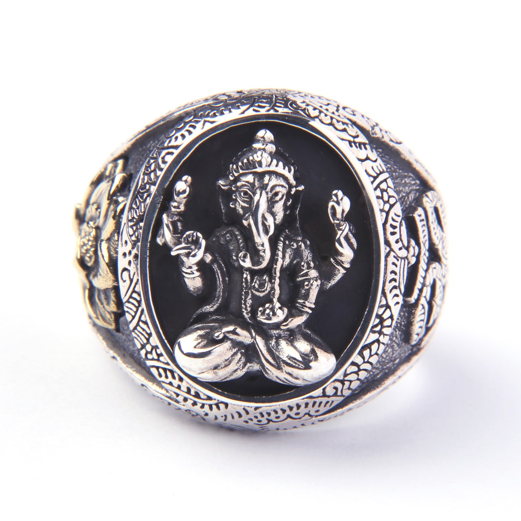 ガネーシャ オーム 蓮の花 オーバルシルバーリング – good vibrations