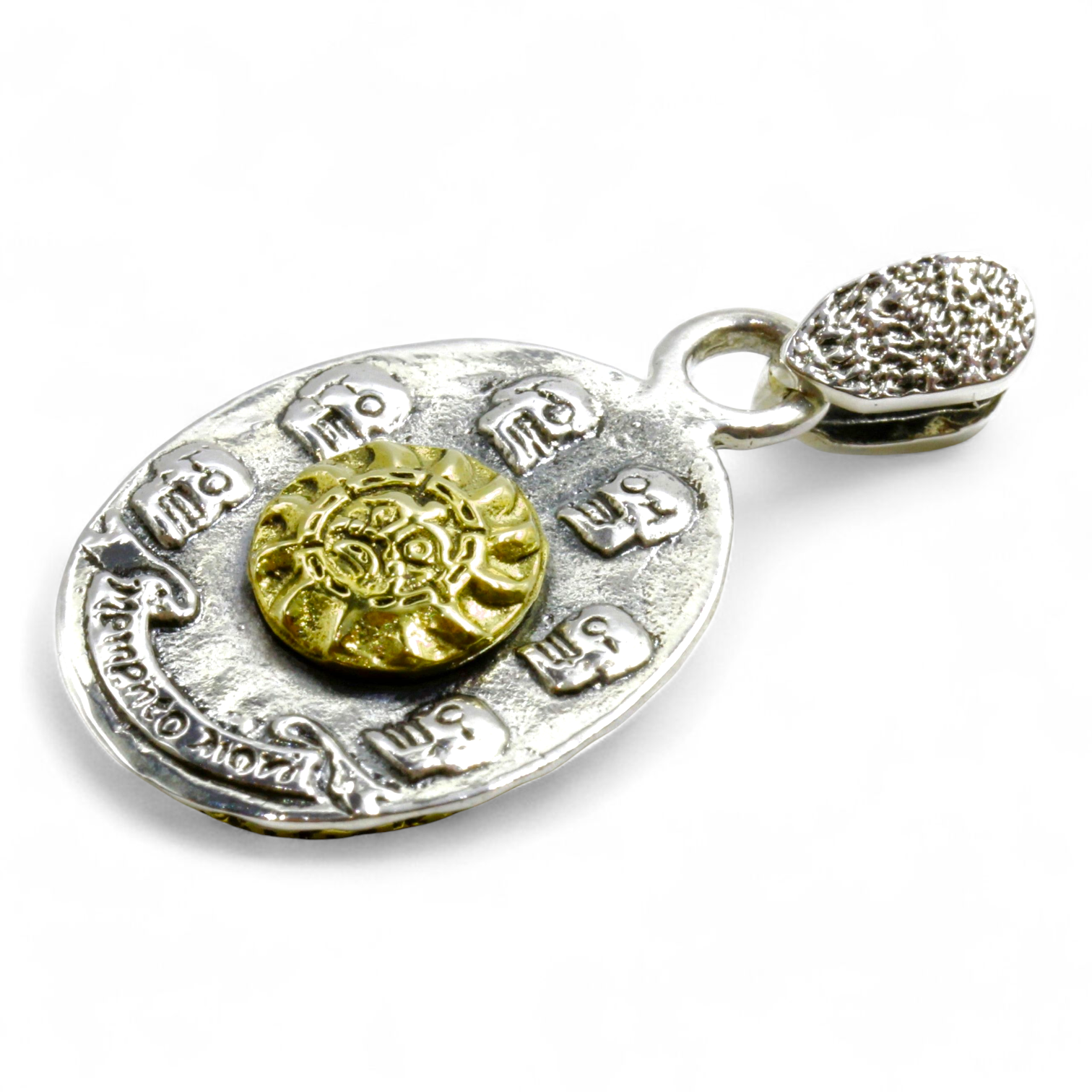 アステカ太陽の石 スカル グアダルーペマリア オーバルペンダント